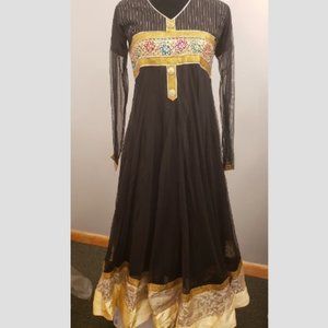 Black Long Sleeve Long Anarkali style dress